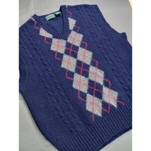Vintage Savile Row 100% Shetland Wool Argyle Vest - Made in‎ England - Large